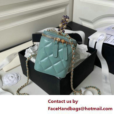 Chanel Shiny Crumpled Lambskin, Imitation Pearls  &  Gold-Tone Metal Clutch with Chain Bag AP3804 Green 2025